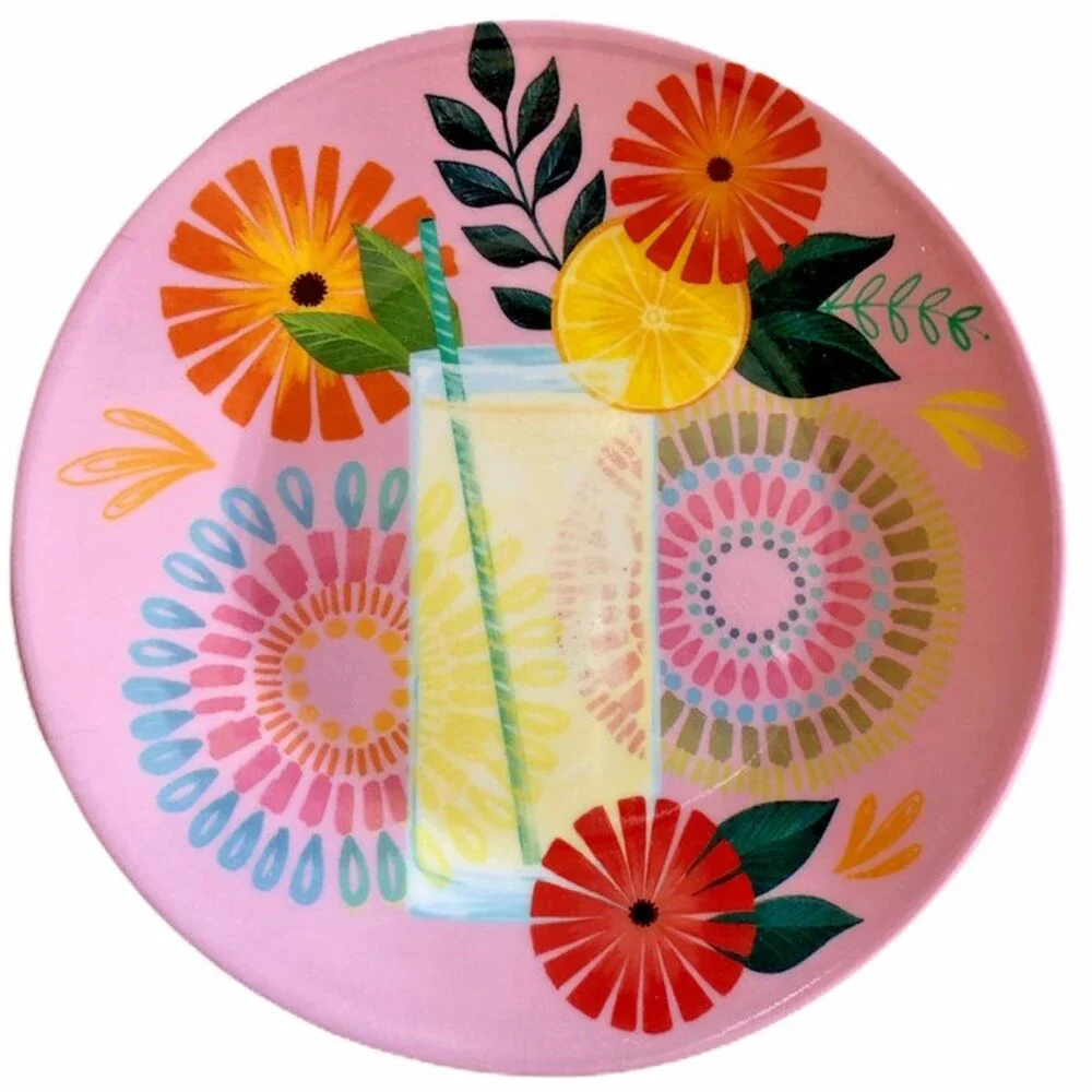 Tropical Drink Melamine Snack Appetizer Dessert Plates 6